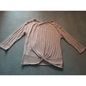 Above and Beyond Womens XL Pink Long Sleeve Twist bottom Blouse Women Top